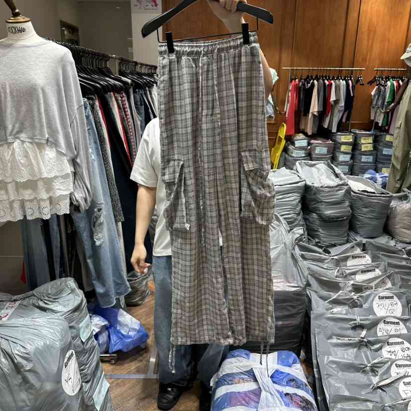GARMENT-P韓國東大門代購女裝新款26夏季推薦休閑褲格紋GARMENT休閑褲