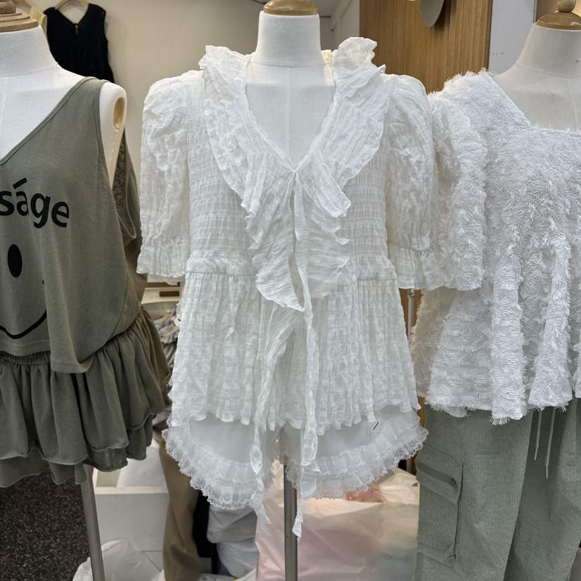 SAGE BRUSH韓國直郵女士新款時尚26夏季26春夏襯衫蕾絲衫SAGE BRUSH襯衫/蕾絲衫