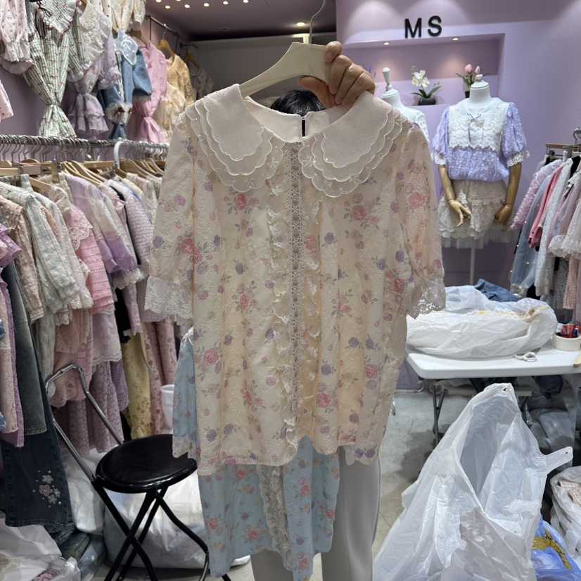 MS韓國直郵實拍女士新品休閑推薦26夏季職業熱賣襯衫蕾絲衫MS襯衫/蕾絲衫
