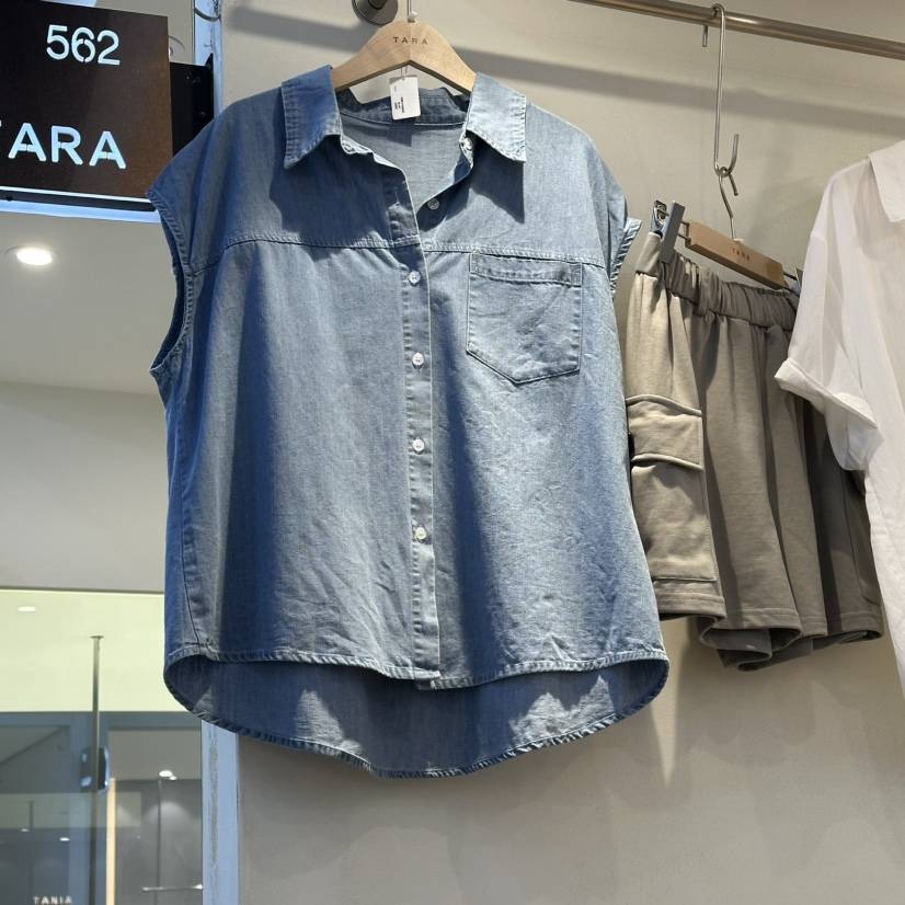 TARA韓國東大門代購女裝新品休閑人氣推薦襯衫蕾絲衫無袖TARA襯衫/蕾絲衫
