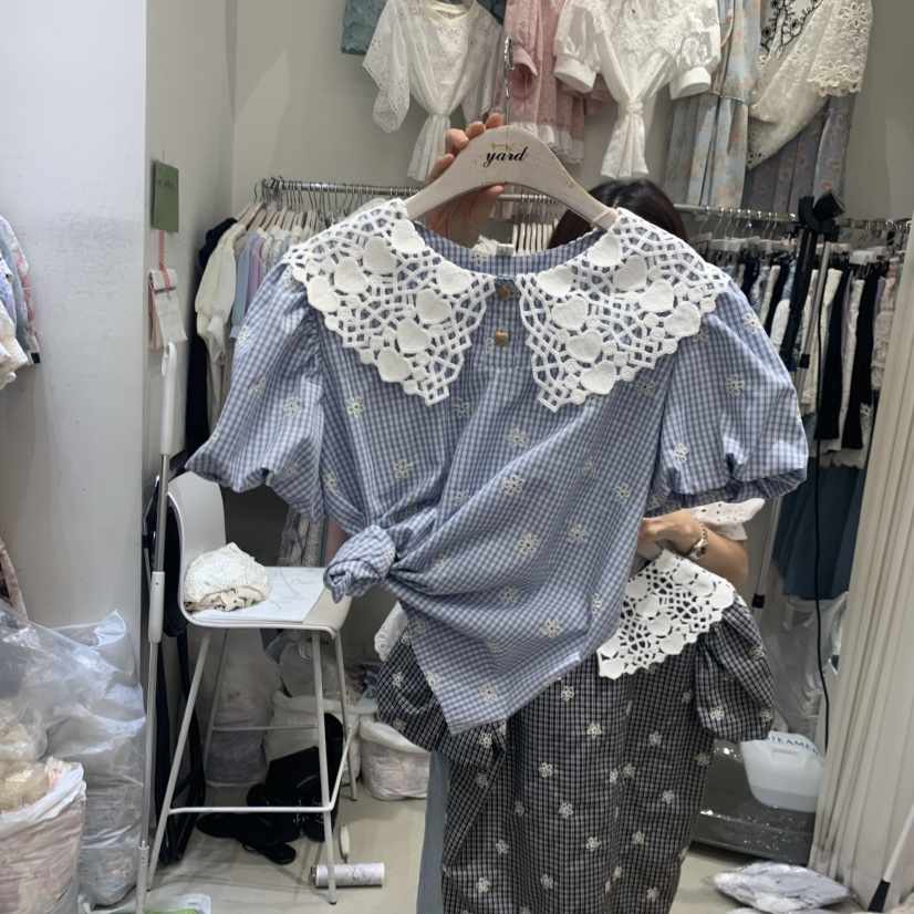 YARD韓國直郵實拍女裝新品職業26春夏時尚襯衫蕾絲衫小碎花YARD襯衫/蕾絲衫