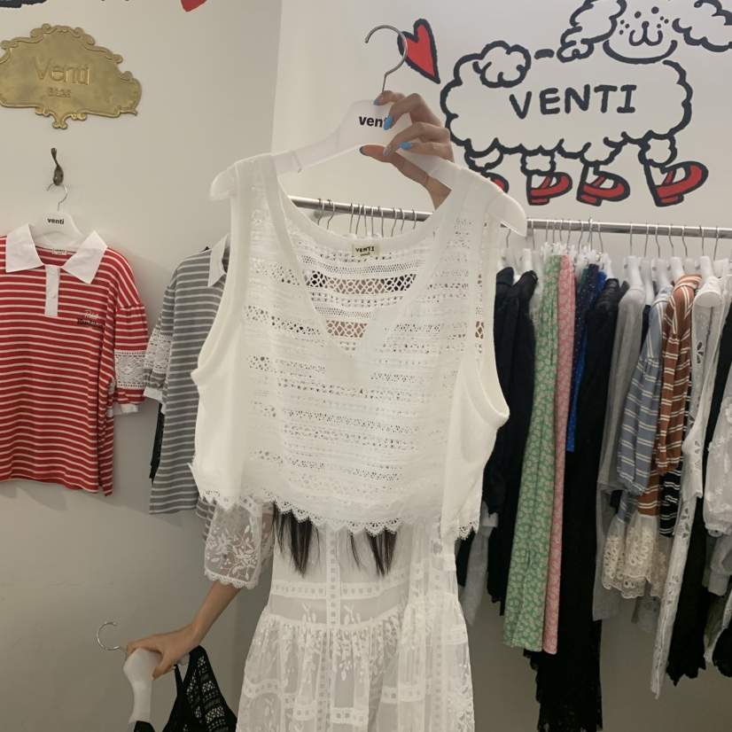 VENTI韓國直郵實拍女士新品休閑職業推薦吊帶背心撞色無袖VENTI吊帶/背心