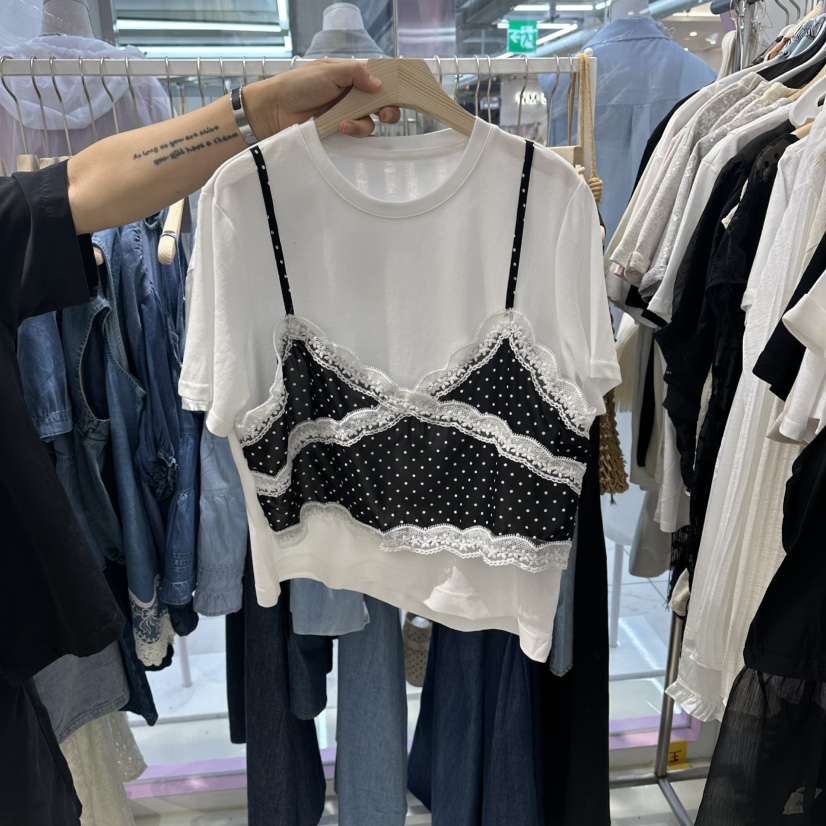 JH.STUDIO-Q韓國直郵實拍女裝新品26夏季熱賣T恤假兩件JH.STUDIO-QT恤