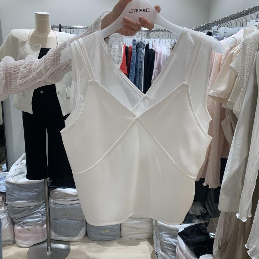 LOVE SOME韓國代購女士新品26夏季吊帶背心珍珠套裝無袖LOVE SOME吊帶/背心