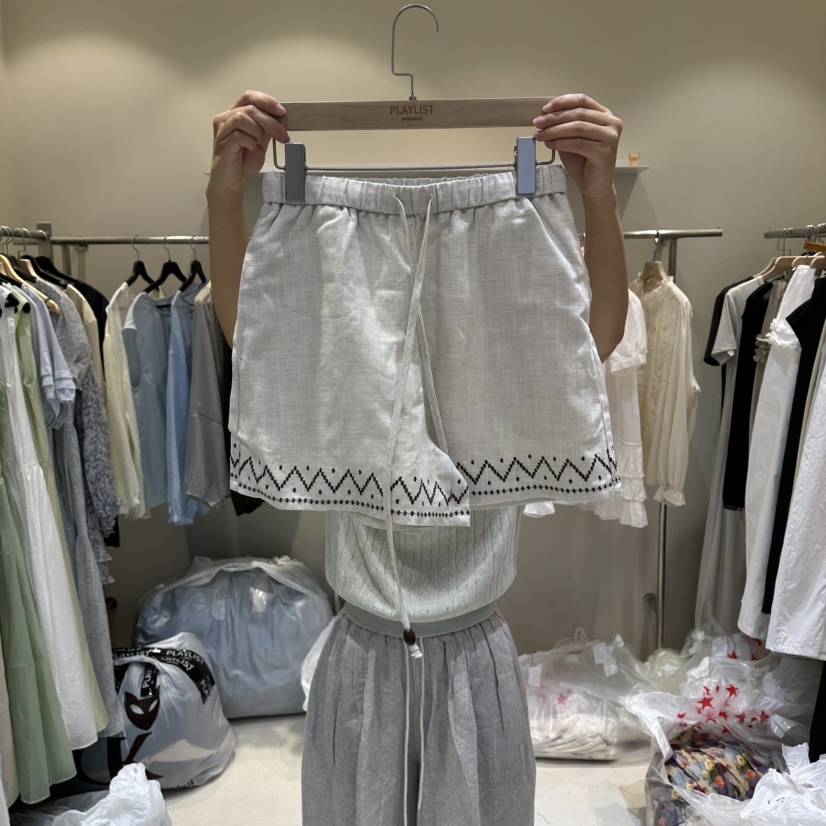 HER/PLAYLIST韓國東大門代購女裝新品休閑26春夏短褲亞麻HER/PLAYLIST短褲