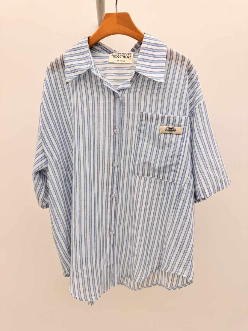 THORE韓國東大門直郵女裝新品26夏季推薦休閑襯衫蕾絲衫亞麻THORE襯衫/蕾絲衫