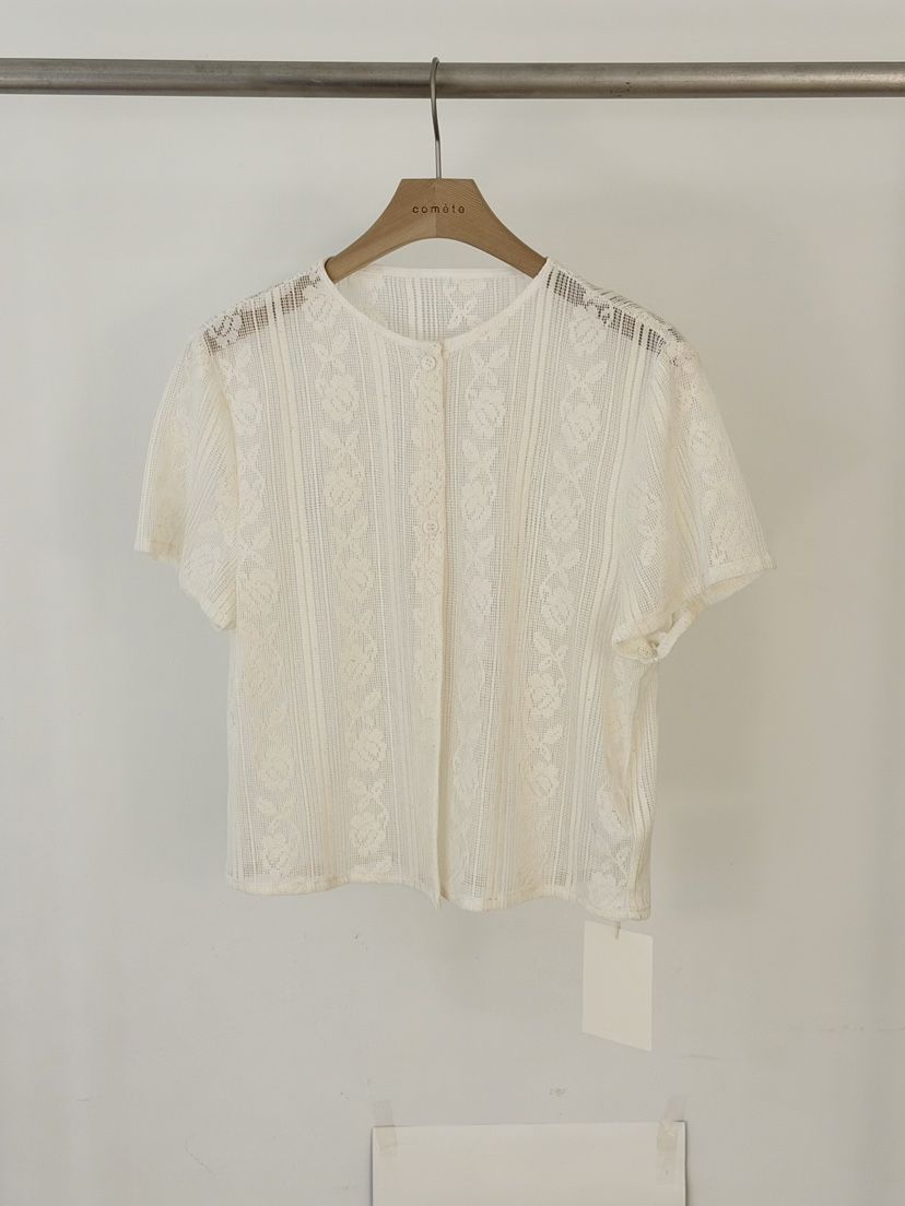 COMETE韓國東大門直郵女裝新品26夏季襯衫蕾絲衫蕾絲開衫COMETE襯衫/蕾絲衫