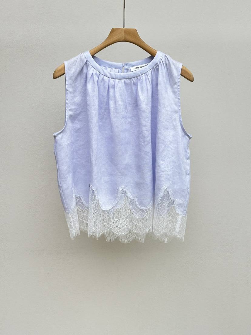 EFFERVESCENT韓國東大門直郵女裝新品推薦吊帶背心刺繡亞麻Levc/effervescent吊帶/背心