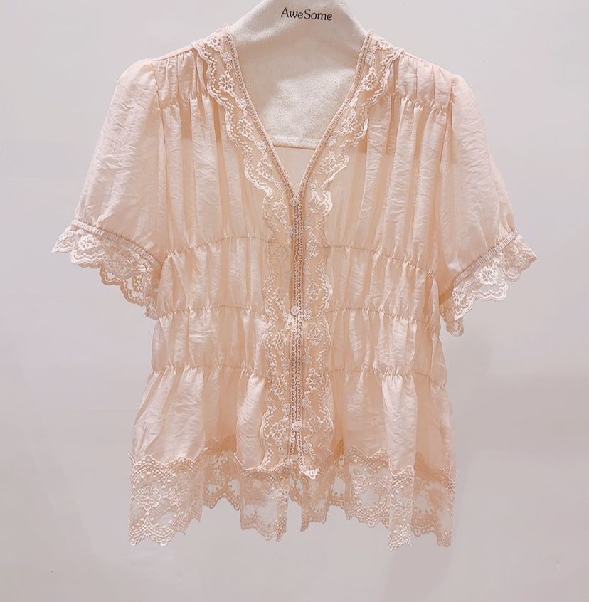 AWESOME-P韓國東大門代購女士新品職業人氣26夏季襯衫蕾絲衫AWESOME-P襯衫/蕾絲衫