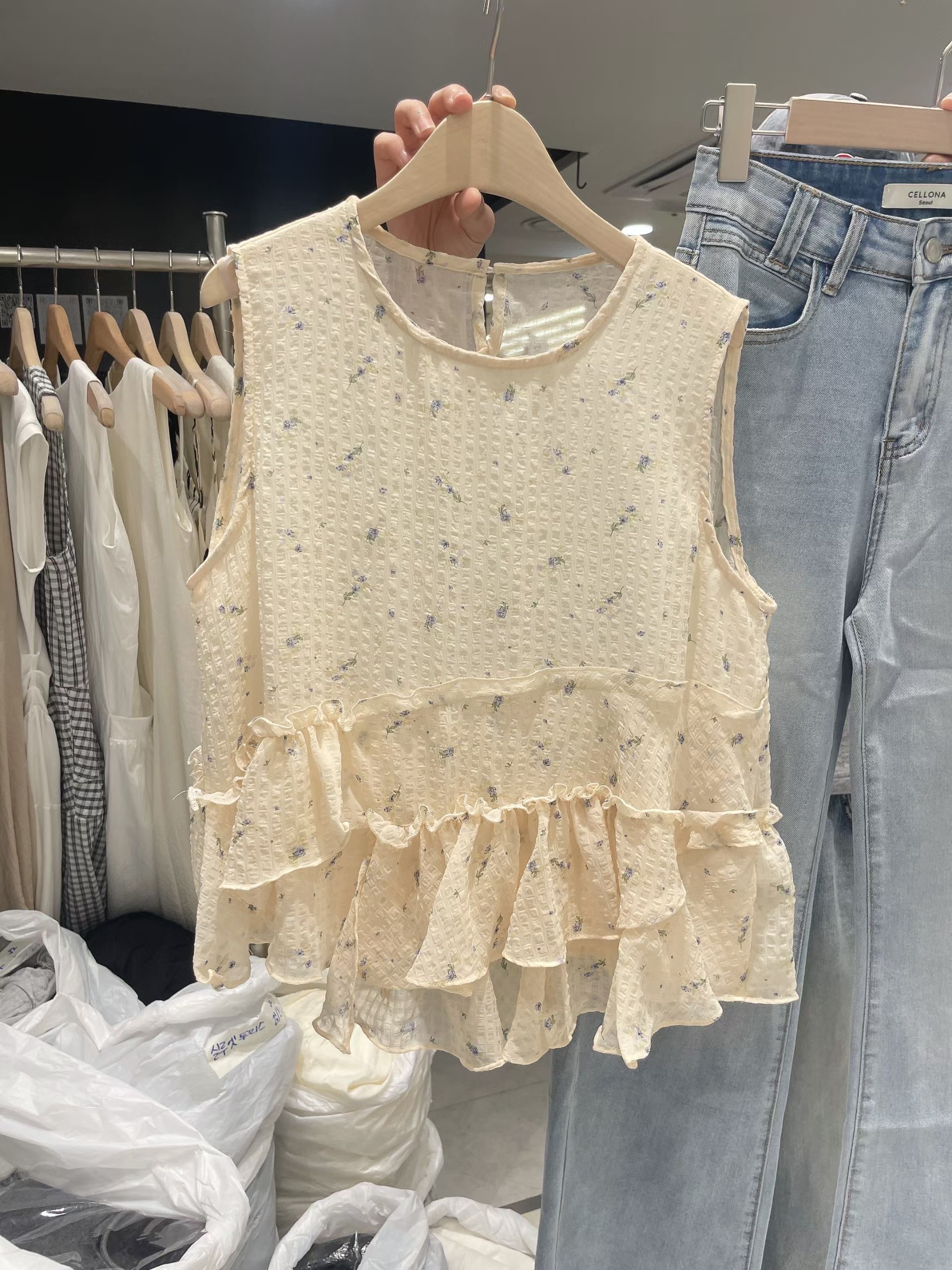 CELLONA韓國直郵實拍女裝新品26夏季26春夏襯衫蕾絲衫花朵LCELLONA襯衫/蕾絲衫