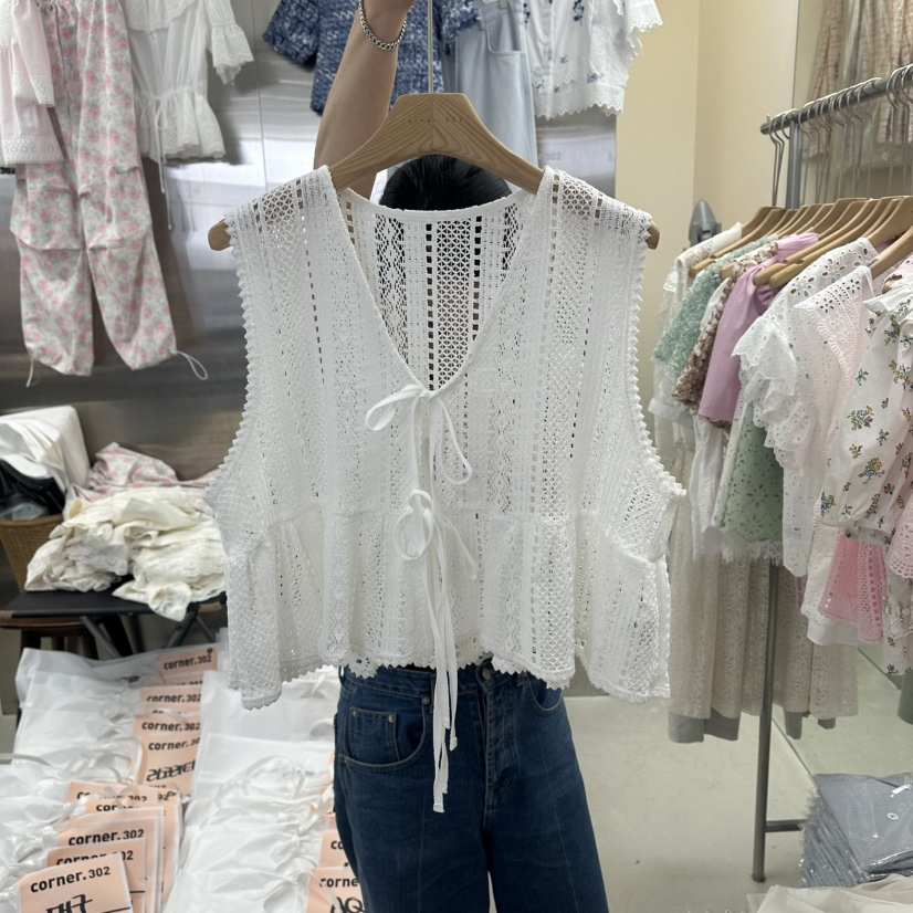 CORNER韓國東大門直郵女裝新品26夏季熱賣休閑吊帶背心刺繡CORNER.302吊帶/背心