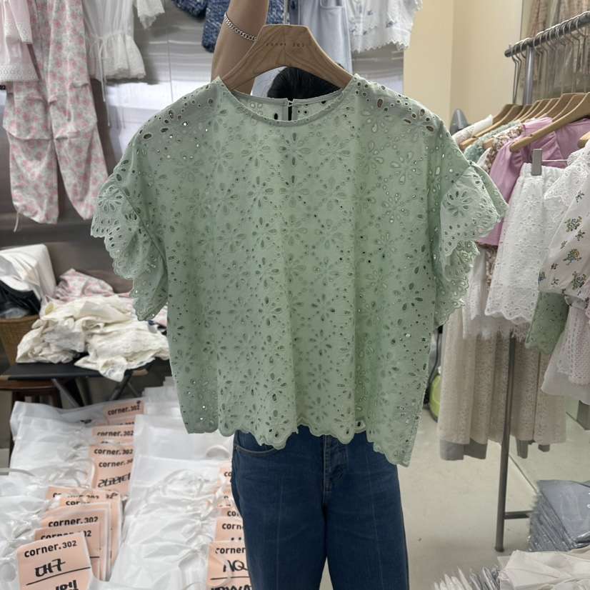 CORNER韓國直郵女裝新品26春夏休閑時尚26夏季襯衫蕾絲衫LCORNER.302襯衫/蕾絲衫