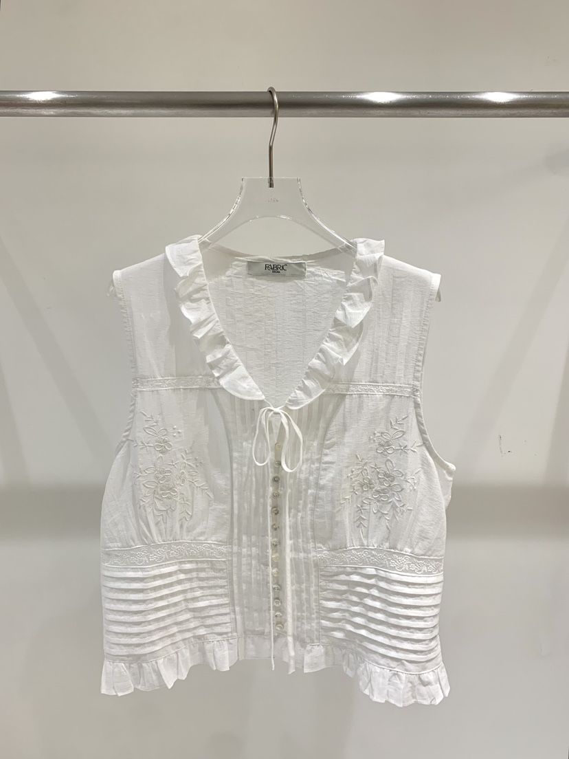 FABRIC韓國東大門直郵女裝新款職業休閑吊帶背心荷葉邊褶裥FABRIC吊帶/背心