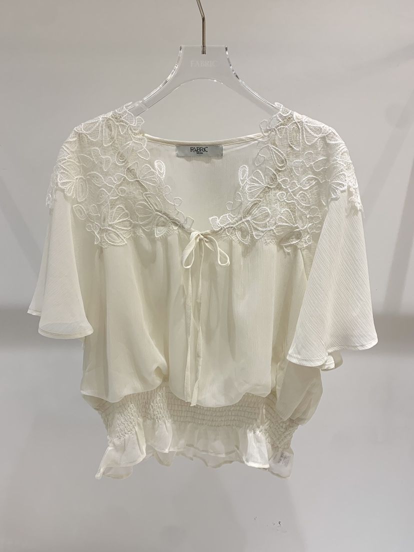 FABRIC韓國東大門代購女士新款職業時尚襯衫蕾絲衫雪紡蕾絲FABRIC襯衫/蕾絲衫
