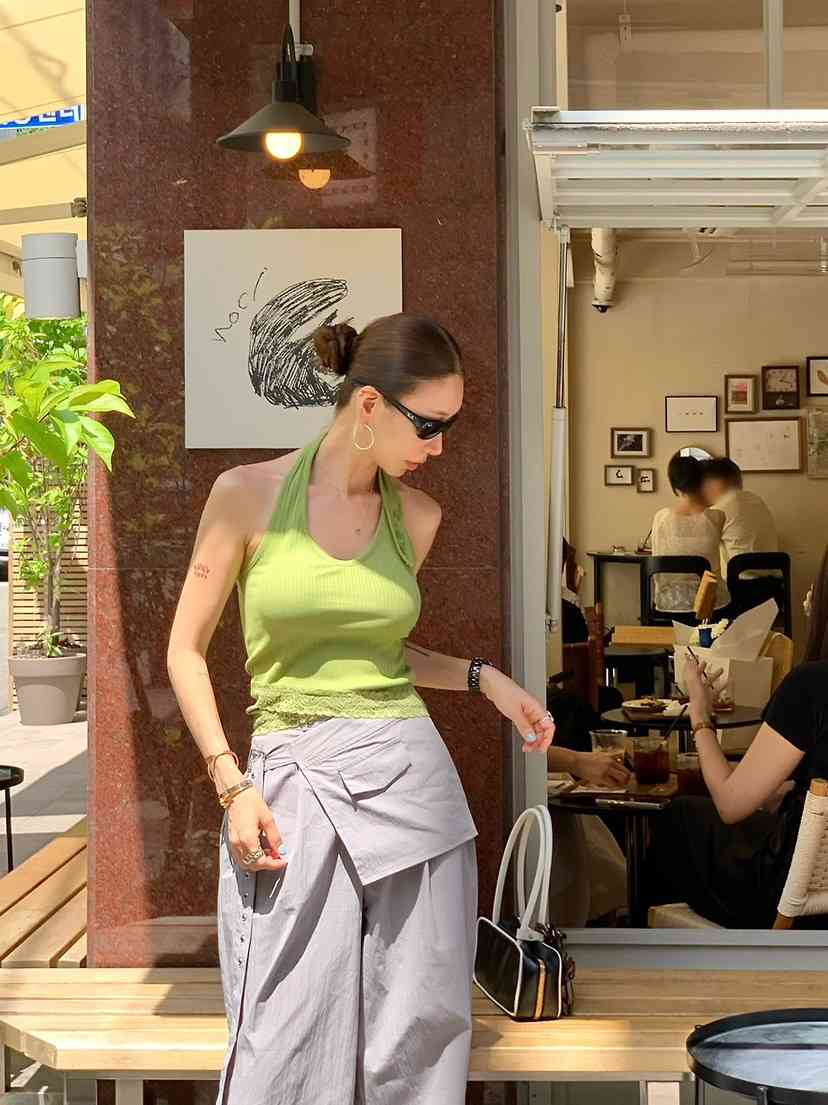 REVE CITE-L韓國直郵女裝新品26夏季吊帶背心蕾絲無袖紐扣REVE CITE-L吊帶/背心