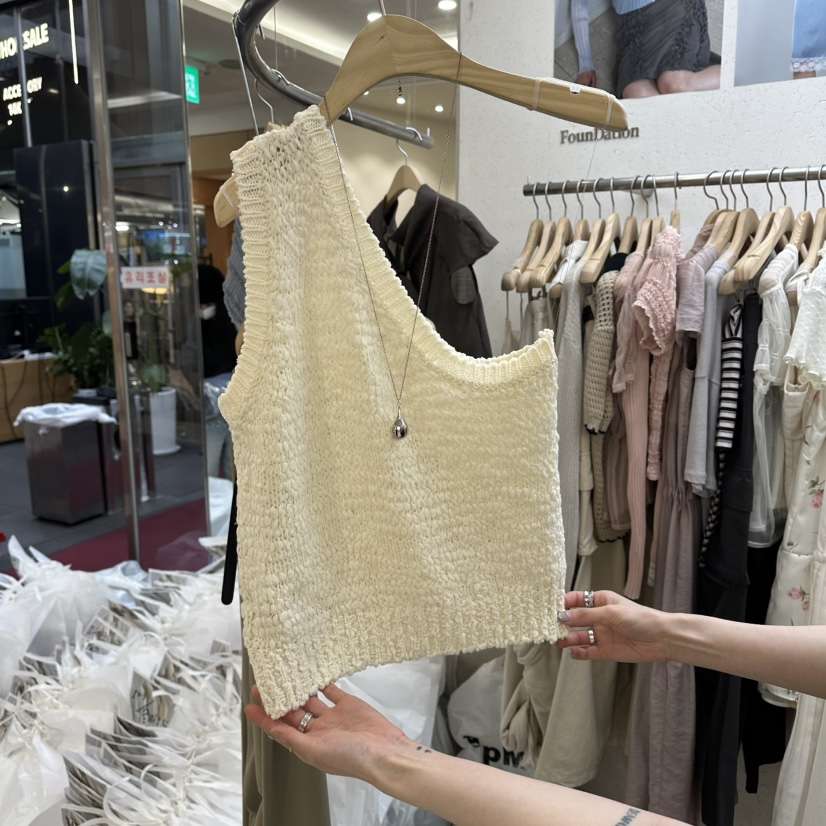 FOUNDATION韓國代購女士新品推薦職業時尚吊帶背心不對稱FOUNDATION吊帶/背心