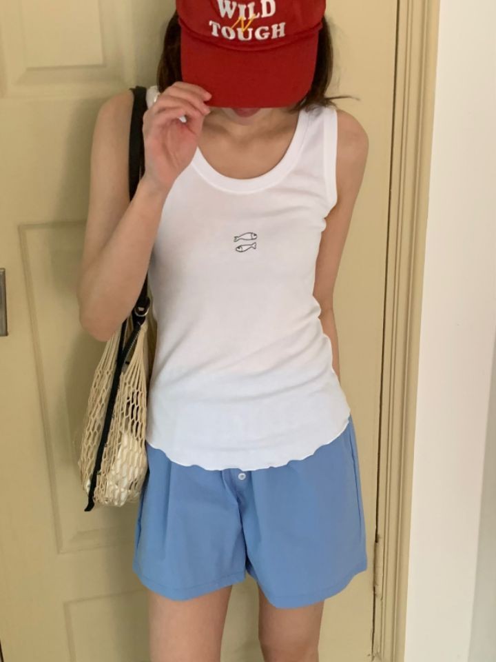 KOMOREBI韓國直郵女裝新品職業26夏季推薦吊帶背心刺繡無袖KOMOREBI吊帶/背心