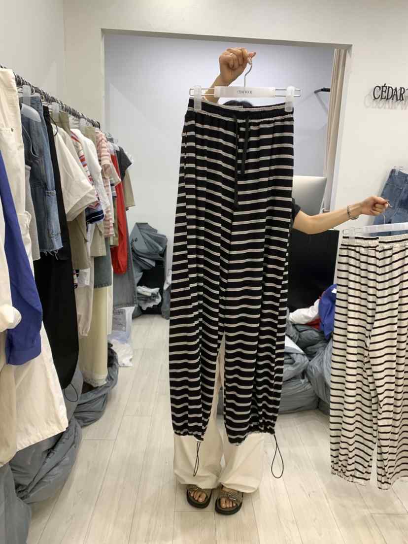 CEDARWOOD韓國東大門代購女士新品26春夏時尚休閑褲條紋運動CEDAR WOOD休閑褲