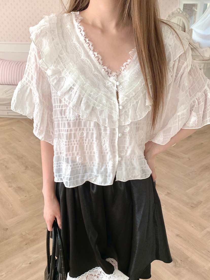 MAISONDEGLORY韓國代購女士新品26春夏職業人氣襯衫蕾絲衫MAISON DE GLORY襯衫/蕾絲衫