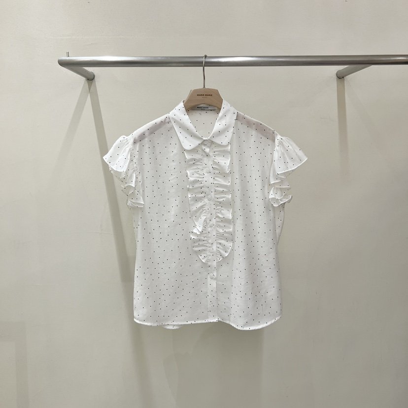 MARIE MARIE韓國東大門代購女裝新品休閑襯衫蕾絲衫荷葉邊BL無袖MARIE MARIE襯衫/蕾絲衫