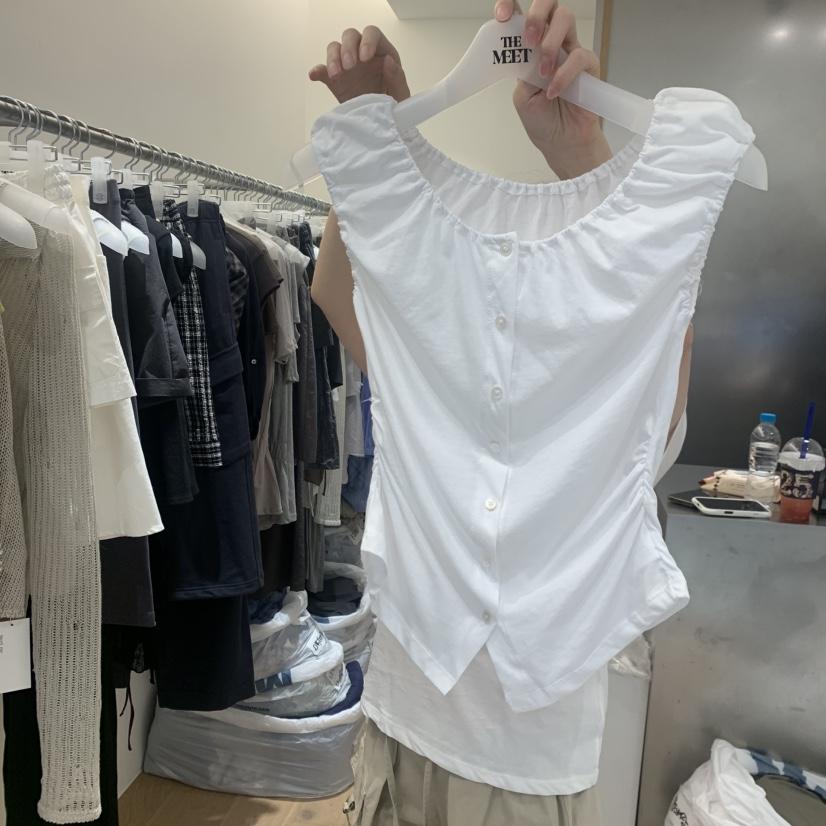 MEET ME韓國直郵實拍女士新品26春夏休閑26夏季吊帶背心褶皺MEET ME吊帶/背心