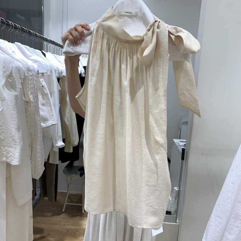 VERVEINE韓國直郵女士新款職業26夏季推薦吊帶背心褶皺緞帶VERVEINE吊帶/背心