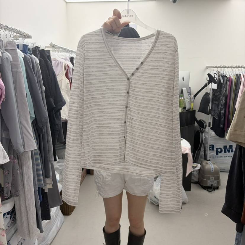 SOLD OUT韓國直郵實拍女裝新品休閑時尚26春夏長袖T恤開衫SOLD OUT長袖T恤