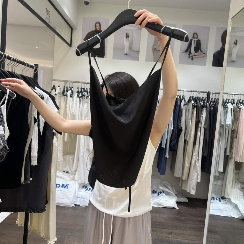 OURIN/THIS IS韓國東大門代購女士新品人氣吊帶背心系帶透明OURIN/THIS IS吊帶/背心