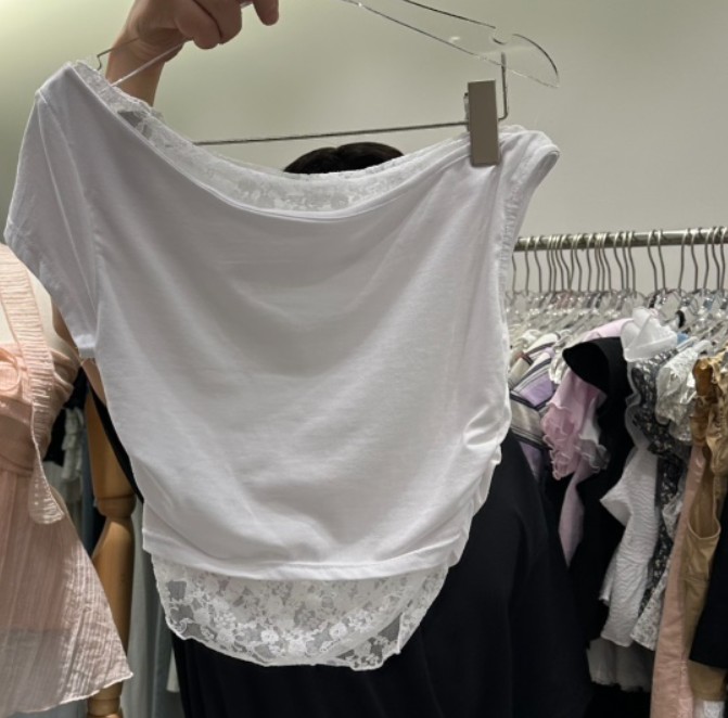 BAIE.38韓國東大門代購女裝新品26春夏時尚職業T恤蕾絲層疊BAIE.38T恤