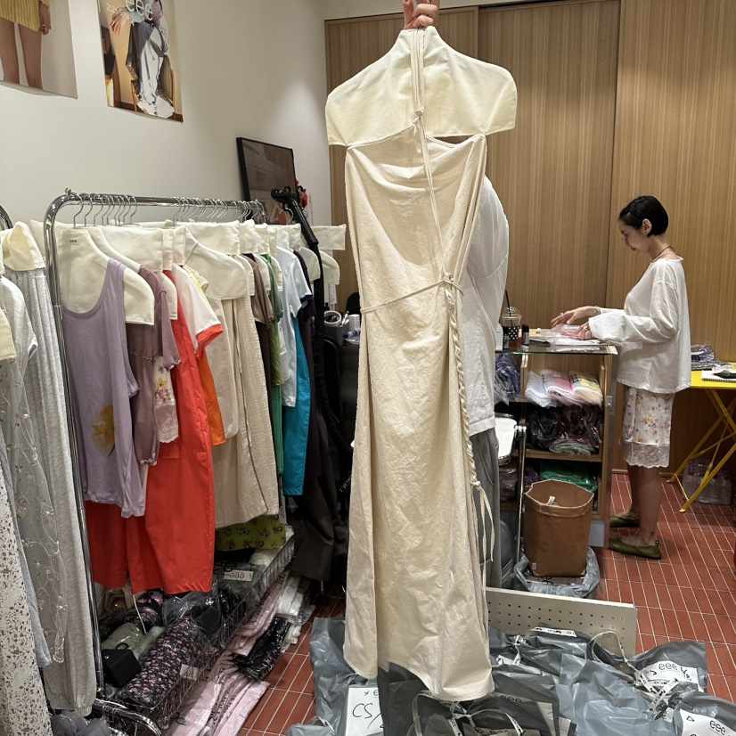 EEE韓國直郵女士新品推薦職業人氣休閑時尚連衣裙OPS亞麻EEE連衣裙