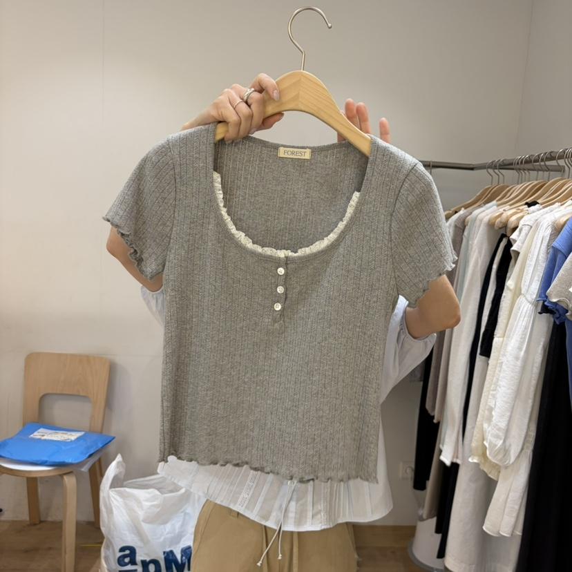 FOREST東大門實拍韓國女士新品26春夏熱賣26夏季職業時尚T恤FORESTT恤