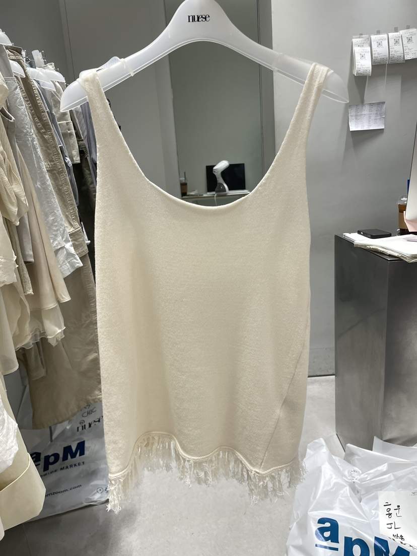 NUESE東大門實拍韓國女士新品推薦時尚吊帶背心粗花呢流蘇NUESE吊帶/背心