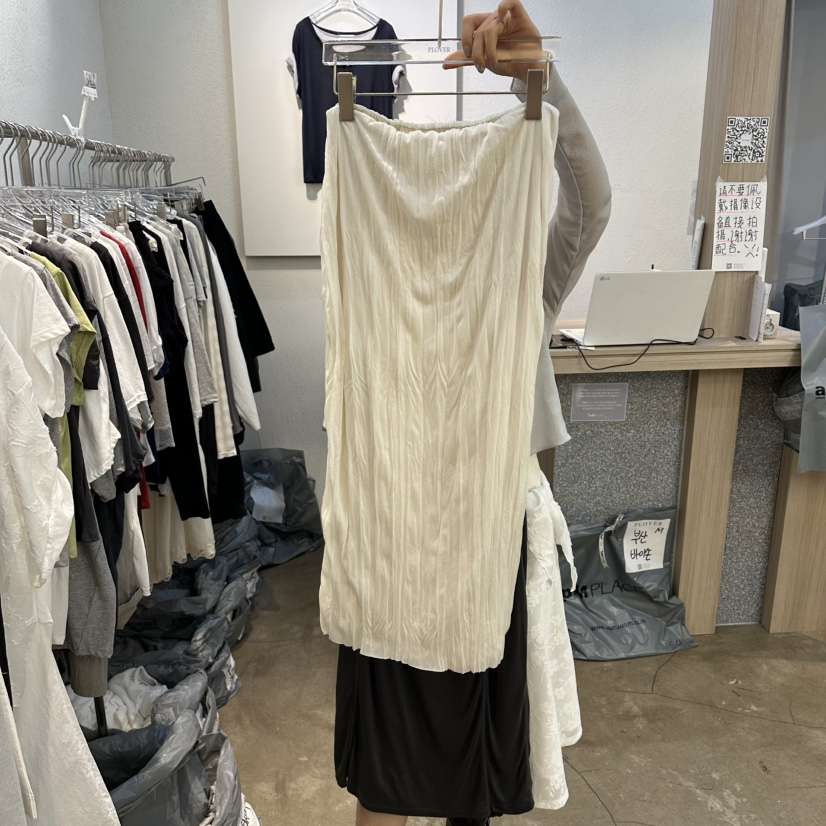 PLOVER韓國代購女裝新款人氣熱賣職業26夏季長裙褶皺雙面PLO_VER長裙