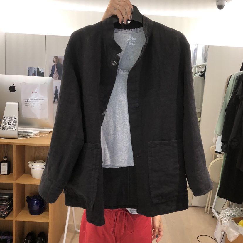 THE STARDUST韓國直郵女裝新品26春夏職業夾克不含內搭亞麻THE STARDUST夾克