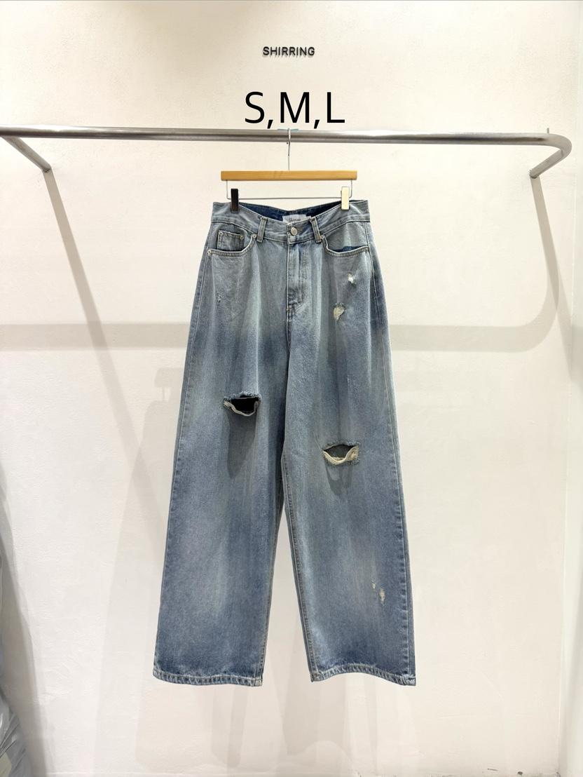 SHIRRING韓國東大門直郵女裝新品26春夏熱賣牛仔褲水洗復古SHIRRING牛仔褲