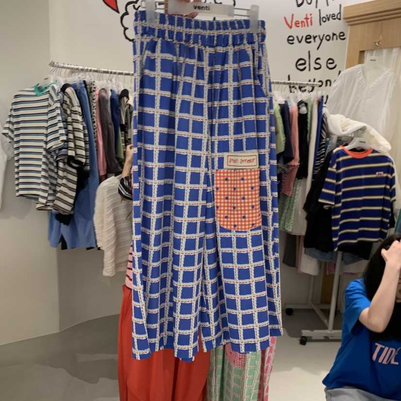 VENTI韓國直郵女士新品職業人氣休閑26春夏休閑褲口袋格紋VENTI休閑褲