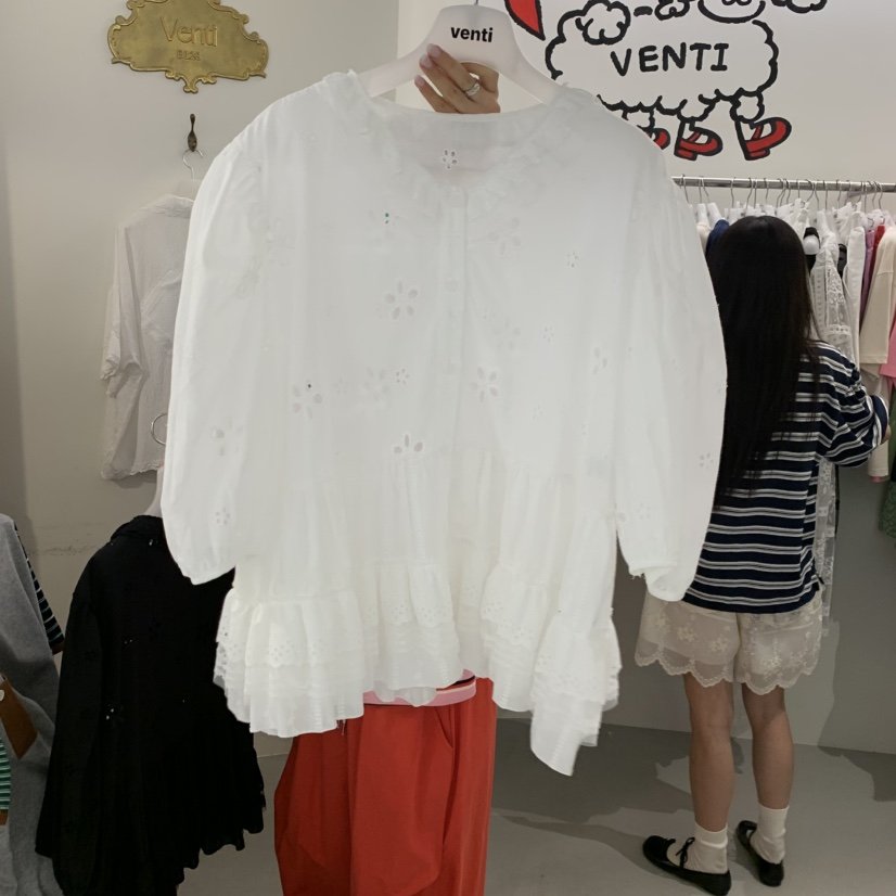 VENTI韓國東大門代購女裝新款時尚26春夏26夏季襯衫蕾絲衫VENTI襯衫/蕾絲衫