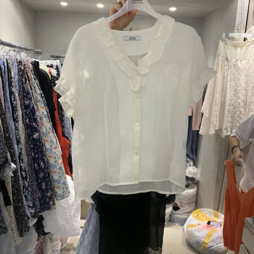 LOGROAD東大門實拍韓國女士新款熱賣26夏季推薦襯衫蕾絲衫LOG ROAD襯衫/蕾絲衫