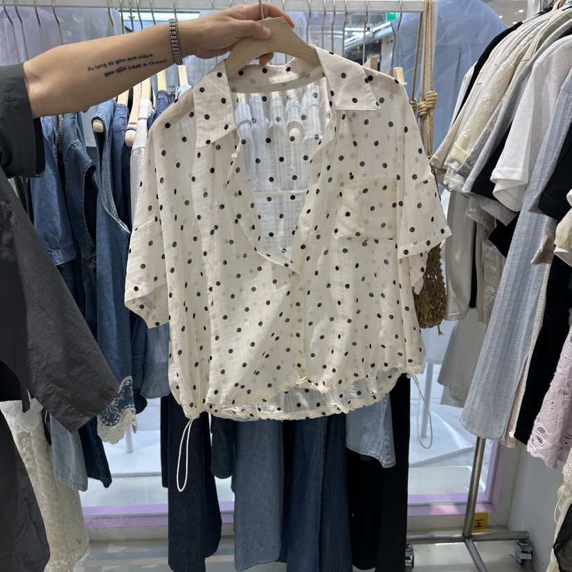 JH.STUDIO-Q韓國代購女裝新品26夏季休閑襯衫蕾絲衫雪紡JH.STUDIO-Q襯衫/蕾絲衫