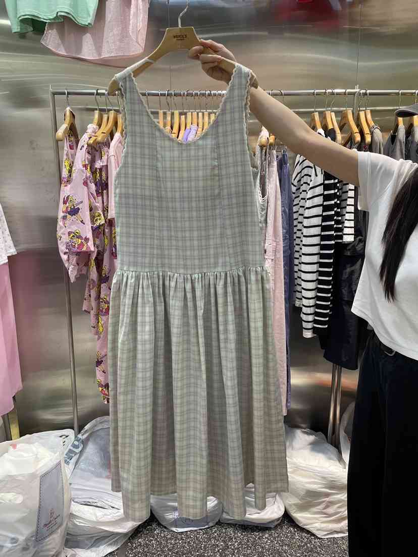 MENDL S韓國東大門直郵女士新品熱賣休閑26夏季連衣裙OPS格子MENDL S連衣裙