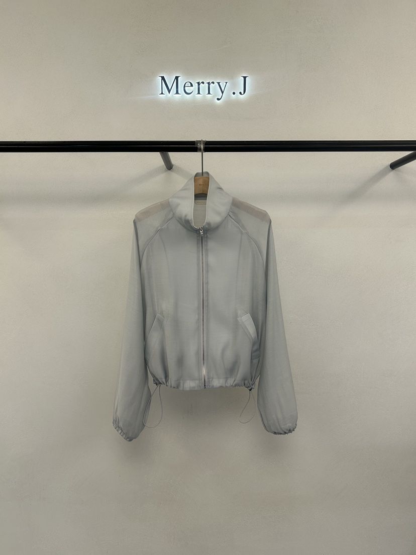 MERRY-J韓國直郵女裝新品休閑26夏季人氣夾克歐根紗高領MERRY-J夾克