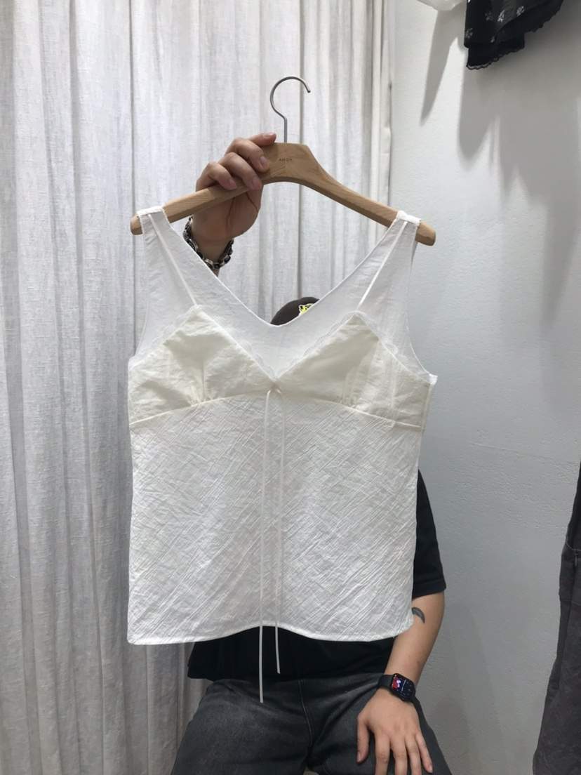 AHOY韓國直郵女裝新款休閑推薦26夏季時尚吊帶背心透視褶皺AHOY吊帶/背心