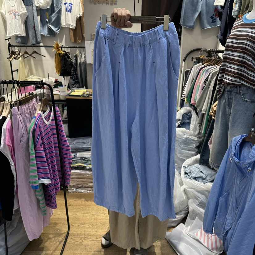 YESFREE韓國直郵女裝新品26夏季推薦時尚休閑褲人造絲亞麻YESFREE休閑褲