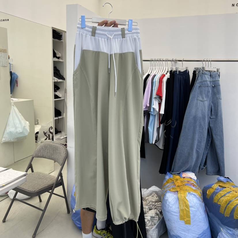 NON CLIP東大門實拍韓國女士新品時尚26夏季熱賣休閑褲撞色NON CLIP休閑褲