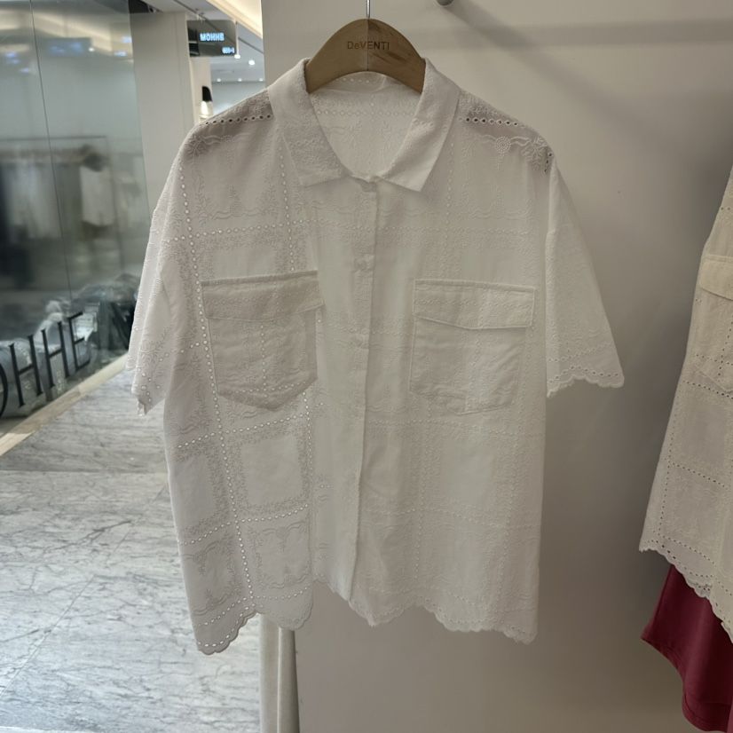 DE VENTI韓國代購女士新品26夏季熱賣時尚襯衫蕾絲衫繡花DE VENTI襯衫/蕾絲衫
