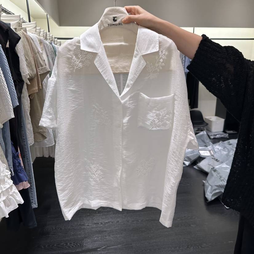 TOMGIRL韓國直郵女裝新品人氣26夏季熱賣襯衫蕾絲衫歐根紗TOMGIRL襯衫/蕾絲衫