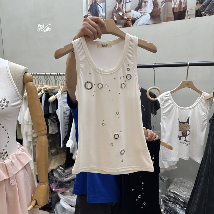 STICK WITH韓國直郵女士新品推薦休閑26夏季吊帶背心無袖鏤空STICK WITH吊帶/背心