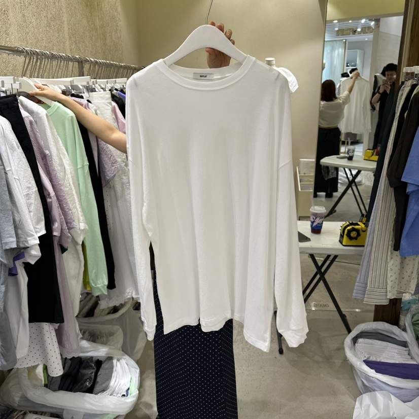 REFLAT韓國直郵女士新品人氣休閑推薦長袖T恤不含腰帶亞麻REFLAT長袖T恤