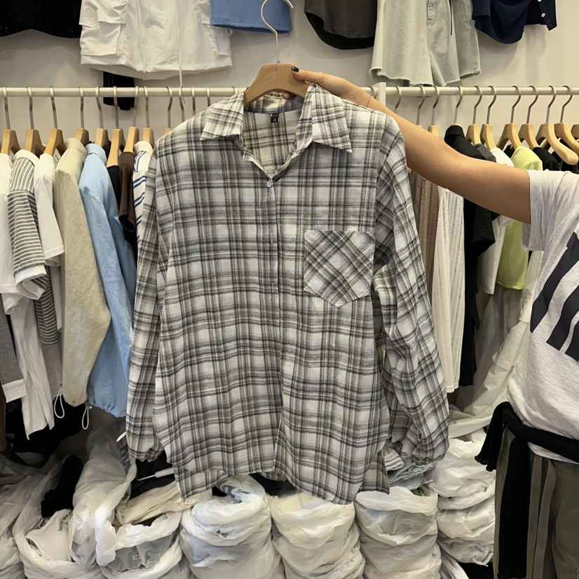Q C韓國東大門代購女士新品熱賣26夏季時尚襯衫蕾絲衫格子Republlc of qc襯衫/蕾絲衫