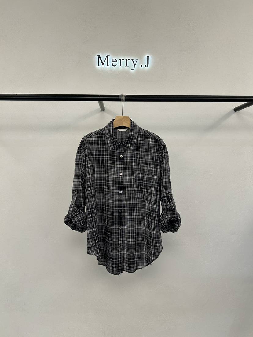 MERRY-J韓國東大門直郵女裝新品推薦熱賣襯衫蕾絲衫格子MERRY-J襯衫/蕾絲衫